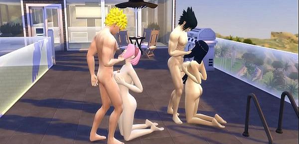  Intercambio de Esposas Con Hinata y Sakura Día de Piscina Naruto Hentai